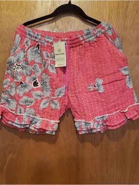 NWT Pink Ruffle Kantha Women's Shorts